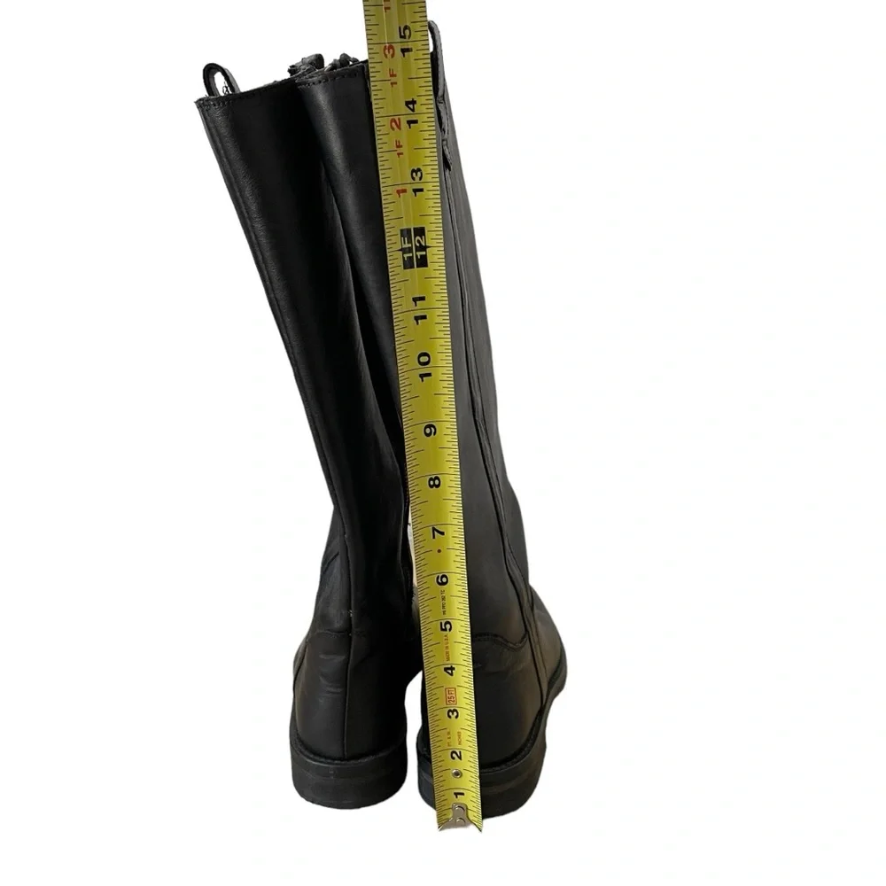 Boemos Black Leather Knee High Riding Boot Size 36 Minimalist Moto Equestrian - Picture 6 of 10